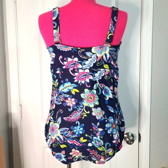 Anne Cole sz 24W Blue Floral One Piece Swimsuit - Picture 3 of 5